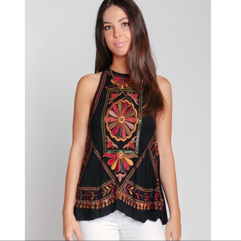Free People Black Isabella Tank